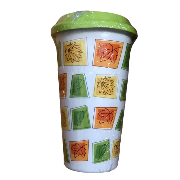 Ceramic hot travel tumbler with autumn leaves, 14 oz. - Picture 4 of 4